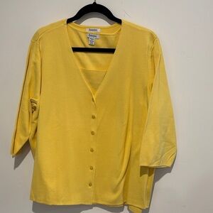 Yellow Button-Up Cardigan Set